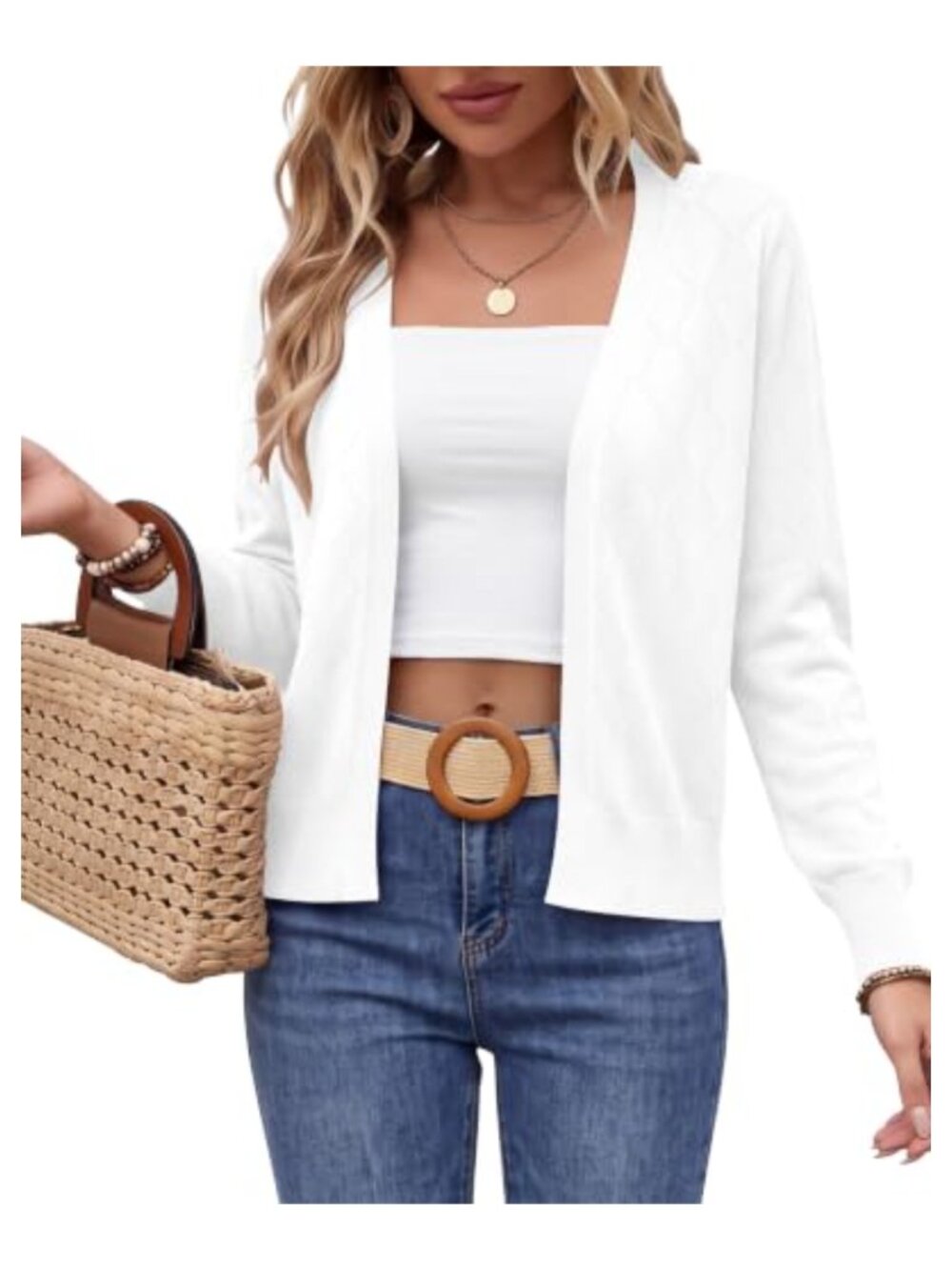 MOLERANI Open Front Knit Cardigan Hollow Out Lightweight Fall